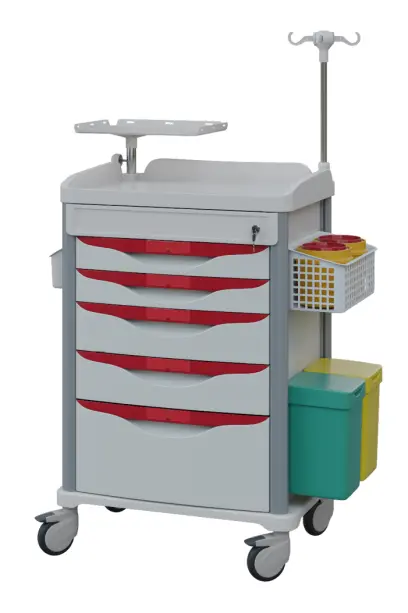 OVM - 05 vozík zdravotnický Emergency, bílá/červené zásuvky